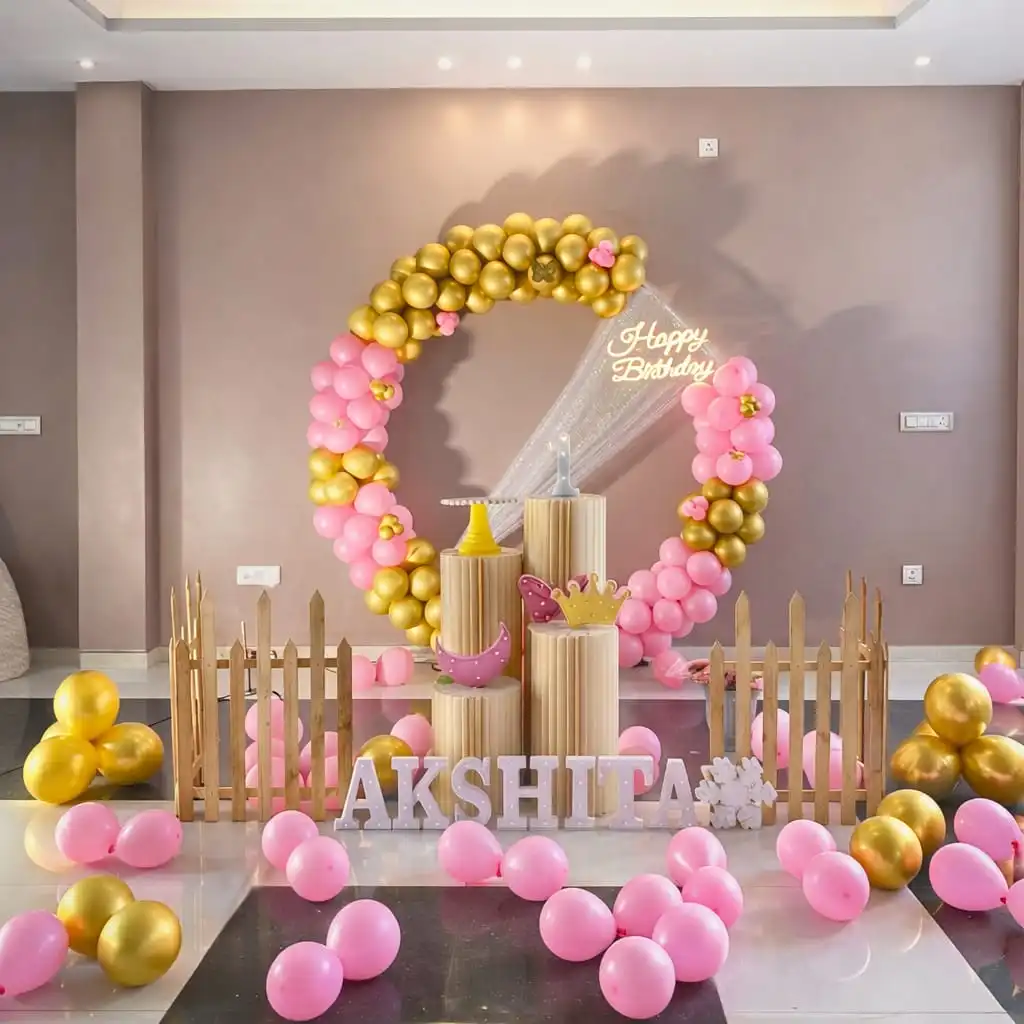Pink & Golden Birthday Decor